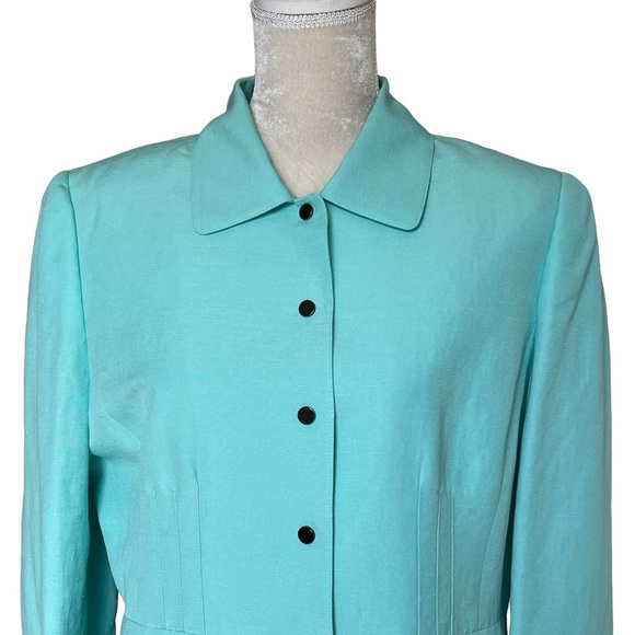 Tahari Women’s Linen Blend Snap Buttons Blazer Jacket Size 14P Mint Green - Picture 2 of 8